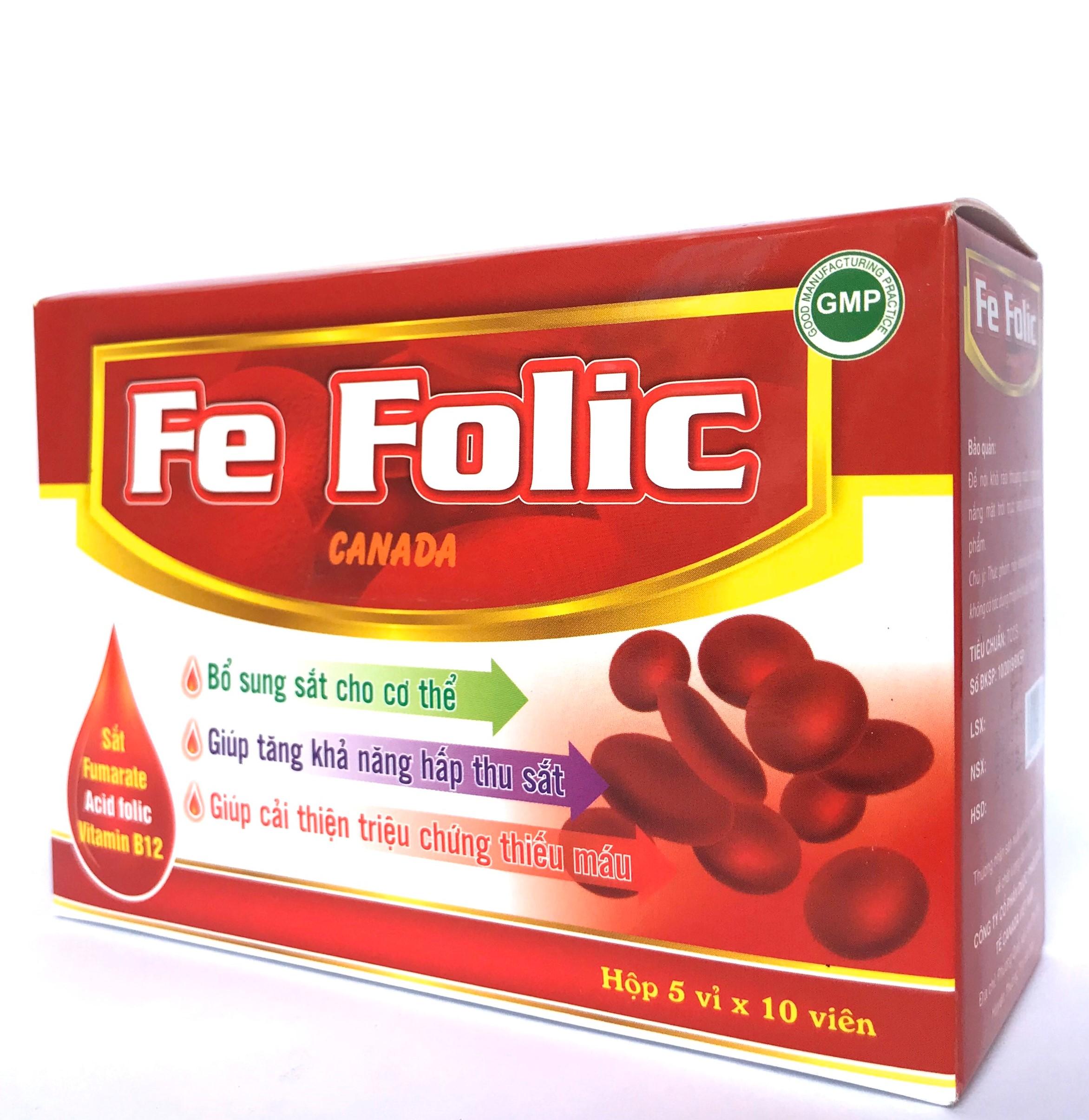 Fe Folic CANADA Hộp 50 viên